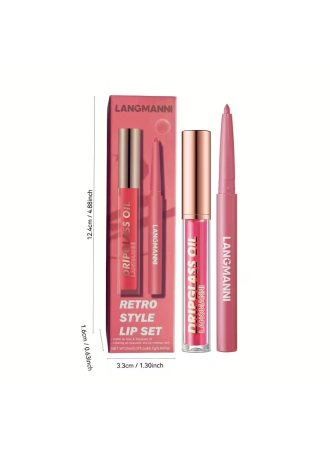 LANGMANNI This Set Includes 2pcs: a Lip Oil And a Lip Liner. The Glossy Lip Oil Provides Long-Lasting Hydration, While The Matte Lip Liner Helps Achieve Flawless Lip Makeup. It'S a 2-In-1 Lip Set, Perfect As Gifts for Women - Image 4