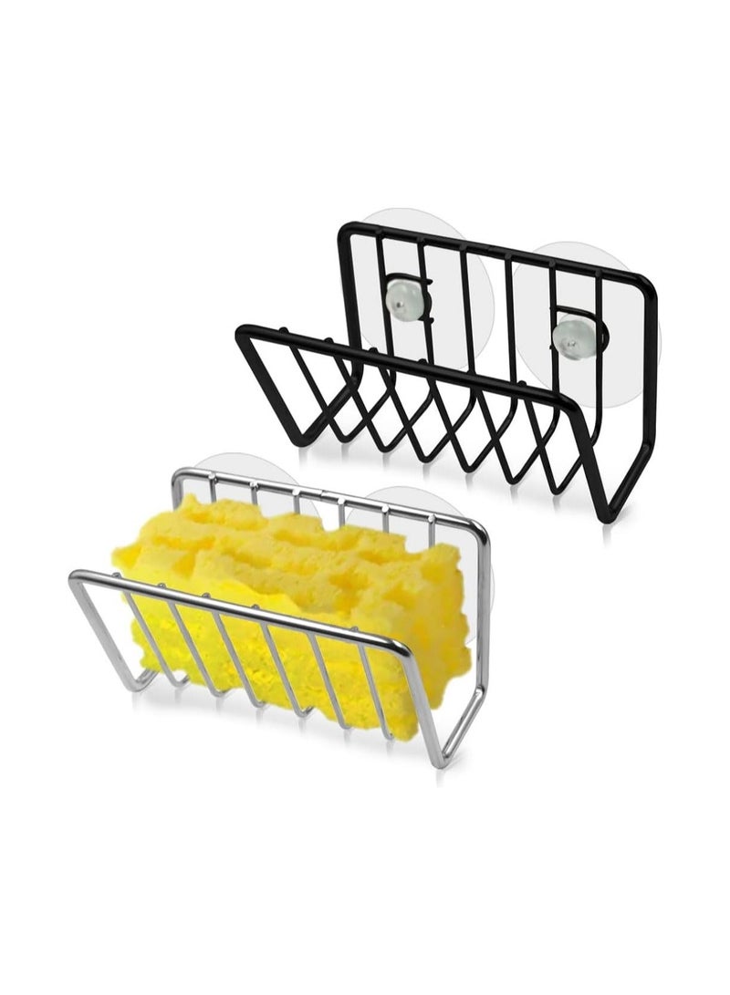 Y&D Kitchen Stainless Steel Sponge Holder, Holder with 4 Suction Cups, Sink Organizer for Sponge, Soap, Scrubber, Basket Brush Dishcloth Hanger  - Image 1