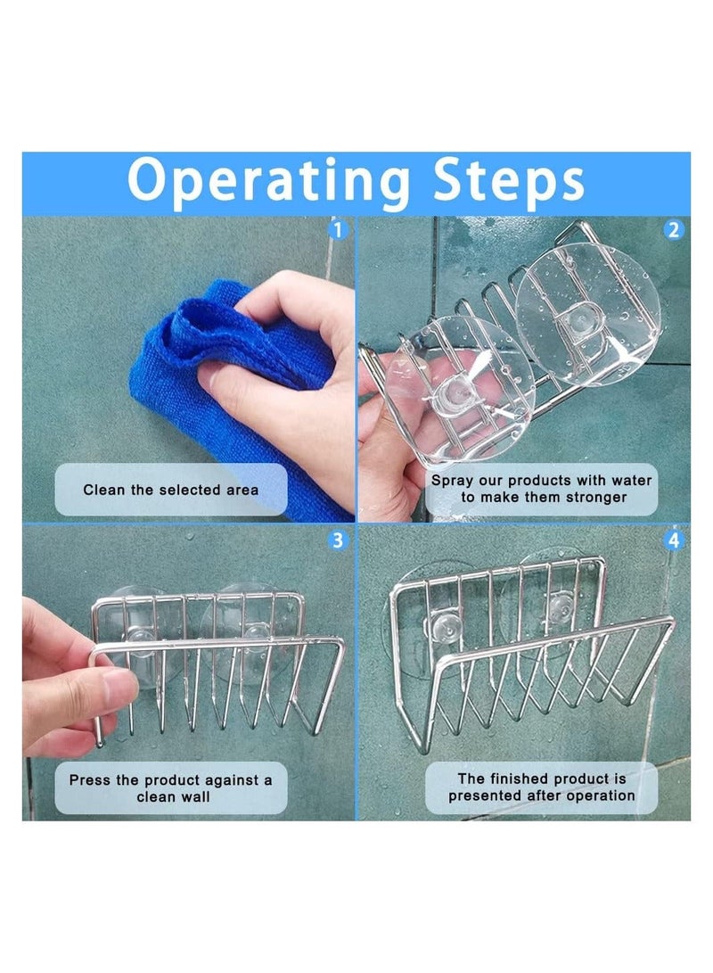 Y&D Kitchen Stainless Steel Sponge Holder, Holder with 4 Suction Cups, Sink Organizer for Sponge, Soap, Scrubber, Basket Brush Dishcloth Hanger  - Image 5