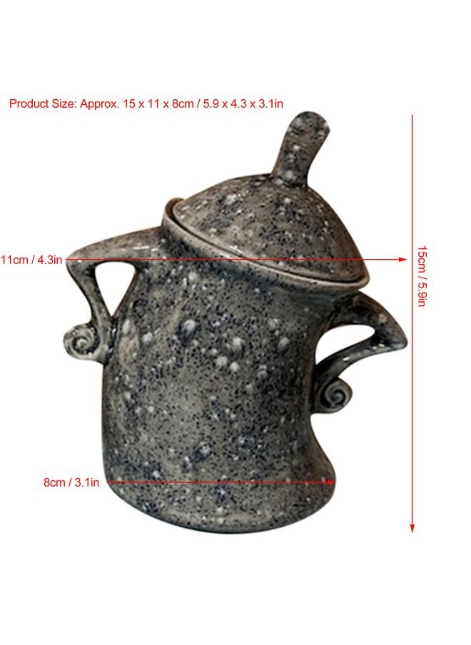 Thoraya Kitchen Canister Synthetic Resin Storage Jar Condiment Spice Seasoning Storage Container Akimbo Shape Grey  - Image 4