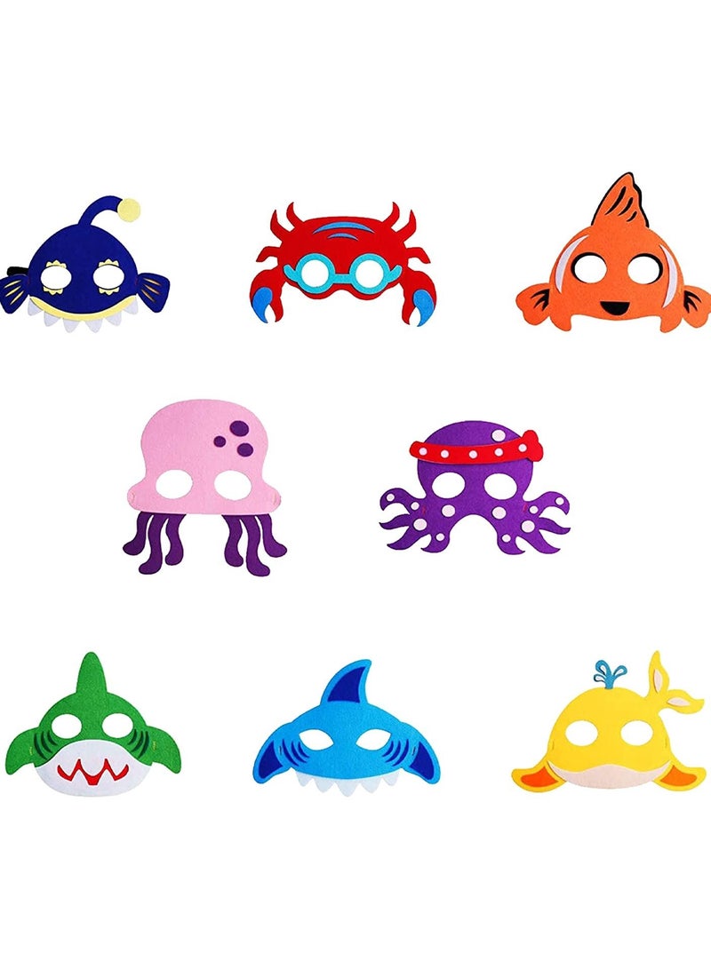 SYOSI 8Pcs Shark Octopus Dress-Up Masks Blindfold Costumes Party Favors for Kids Boys Girls Under The Sea Themed Birthday Party Supplies - Image 1