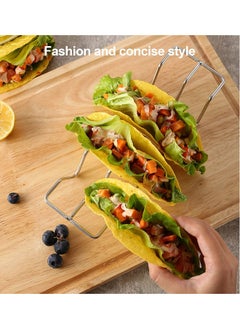 4Pcs Taco Holders, Stainless Steel Taco Shell Holder Stand, Taco Tray Plates for Taco Gifts Accessories, Baking, Dishwa Sher and Grill Safe