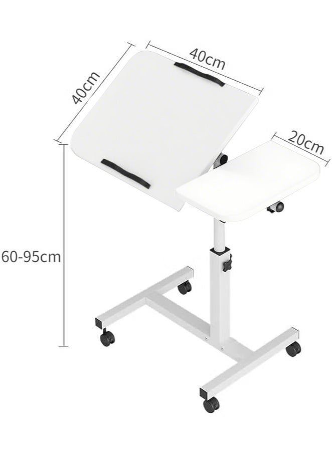 RATSAW Side Table, Lifting and Rotating Service Table with Wheel, Multi-Purpose Laptop Table, 60×40cm Height Adjustable Bedside or Sofa Serving Table - Image 2