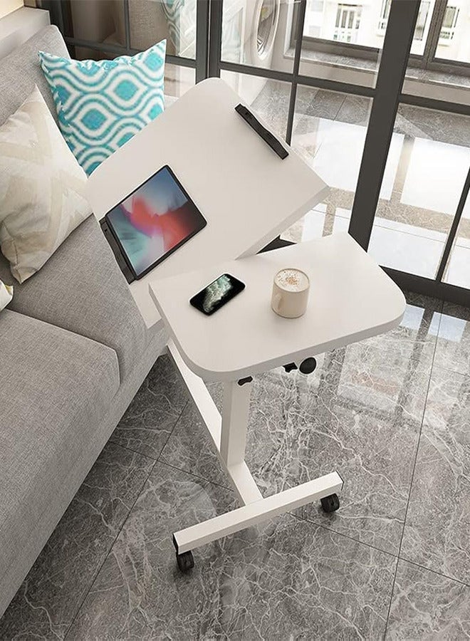 RATSAW Side Table, Lifting and Rotating Service Table with Wheel, Multi-Purpose Laptop Table, 60×40cm Height Adjustable Bedside or Sofa Serving Table - Image 3