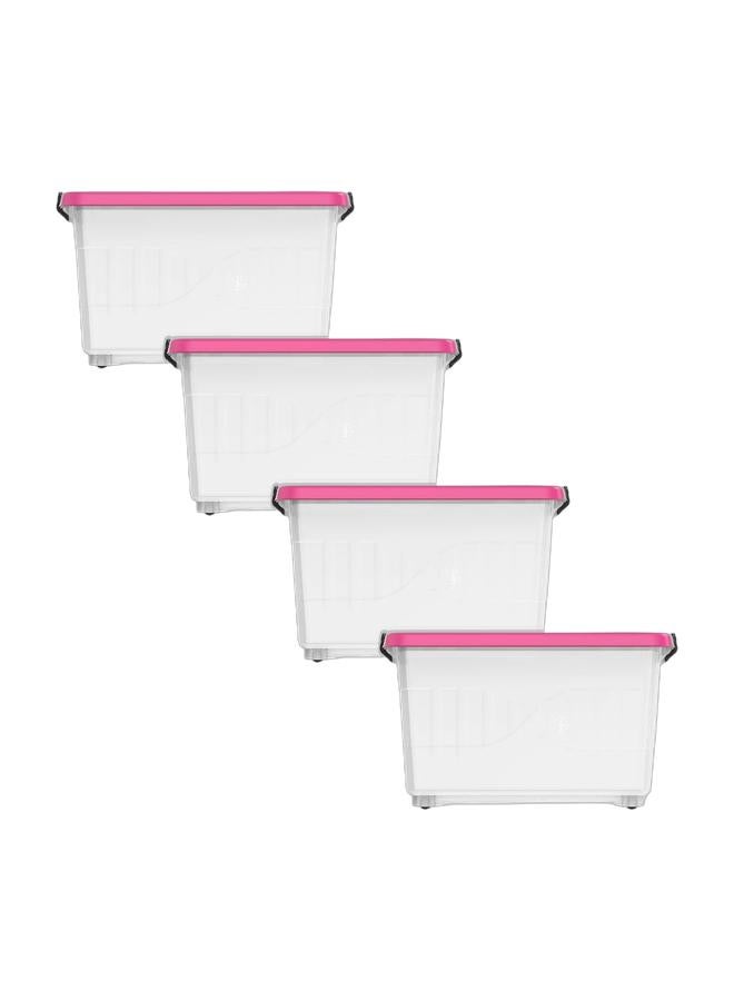 Cosmoplast 33L Clear Plastic Storage Box With Wheels & Lockable Lid (Pack Of 4) - Image 1