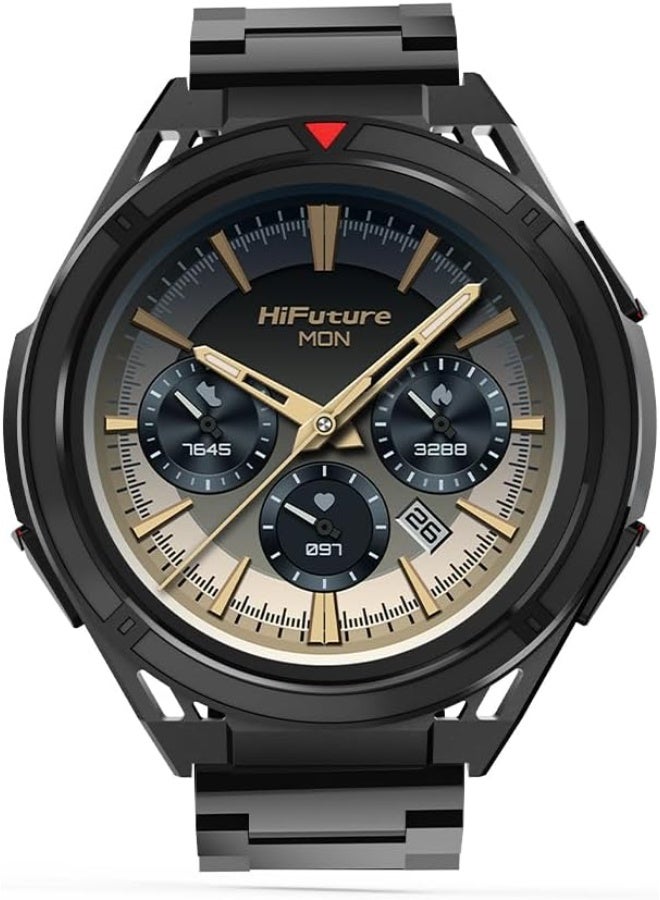 HiFuture HiFuture ACTIVE Smartwatch with Dual-Band GPS, Dual-Core CPU, 1.43" AMOLED Display, Barometric Altimeter, Built-In Compass, 50M Waterproof, Syntra AI, Extra Band Included-Black Red - Image 1