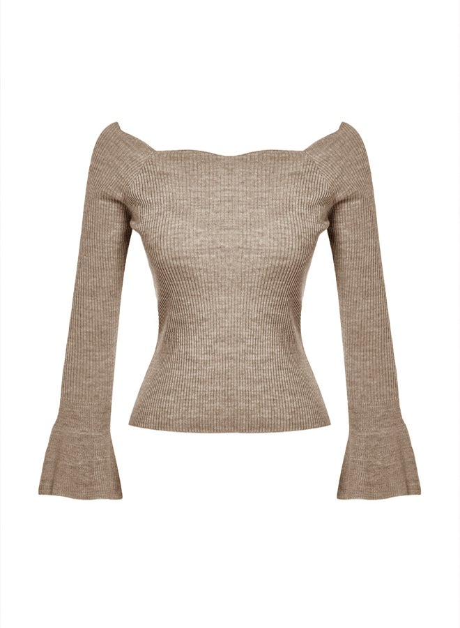 trendyol Mink Carmen Collar Sweater - Image 5