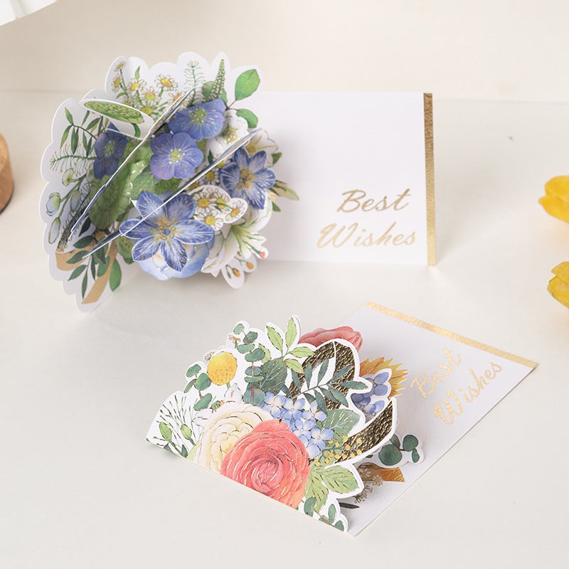 Lover Ins Birthday Gift Creative Watercolor Flower Greeting Card Stereo Greeting Card 3D Surprise Blessing Card Envelope - Image 5
