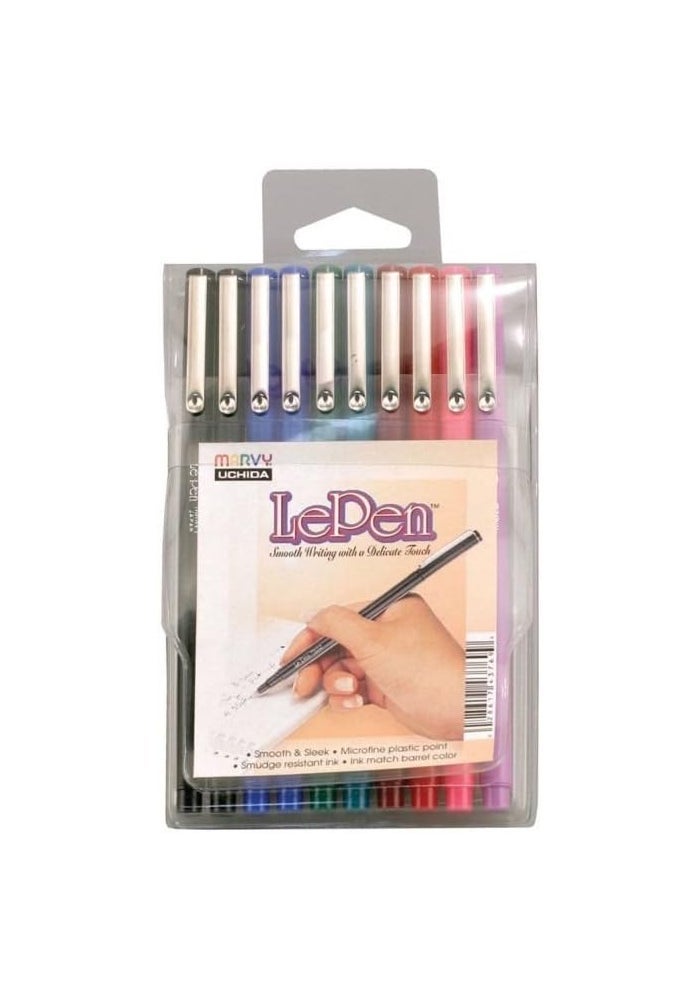 Uchida Le Pen 0.3mm Multicolor Pen Set - 10 Pack - Image 1