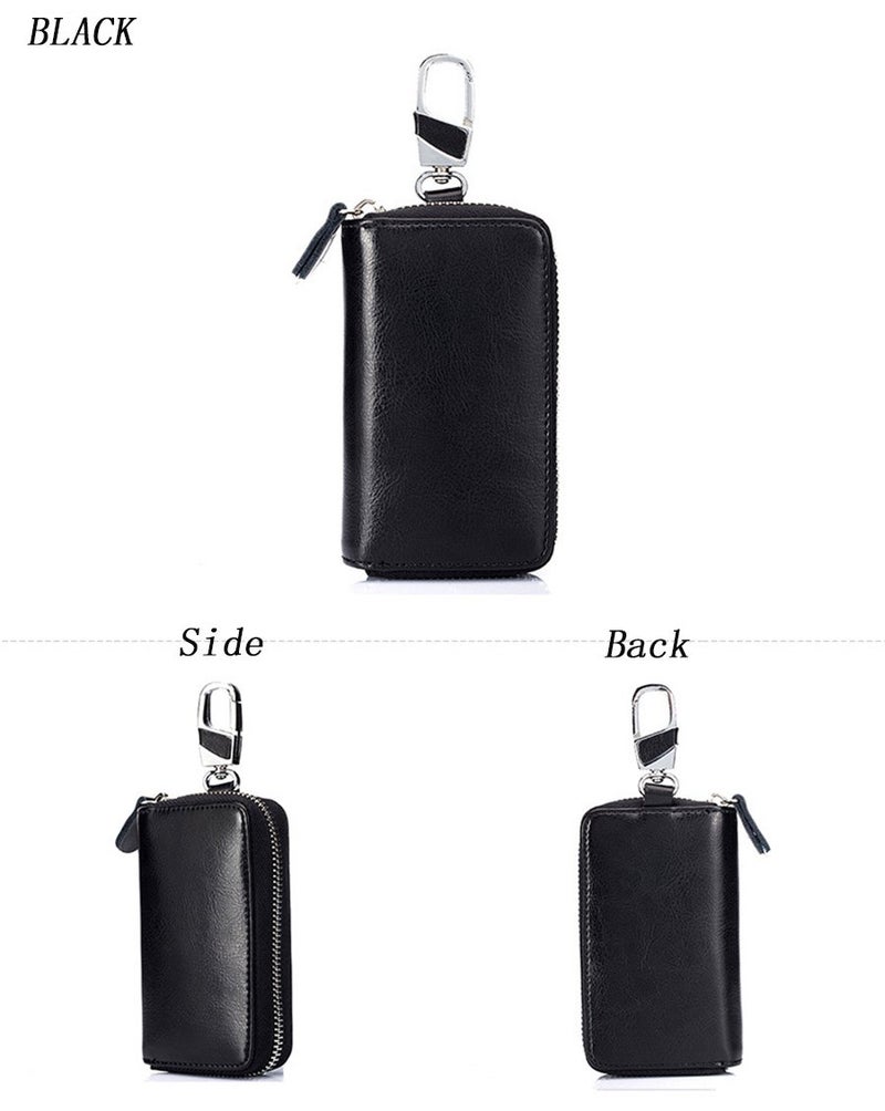 Zitokin Large Leather Key Case Wallet with 12 Hooks & 1 Keychain/Ring for Men or Women (Black) - Image 3