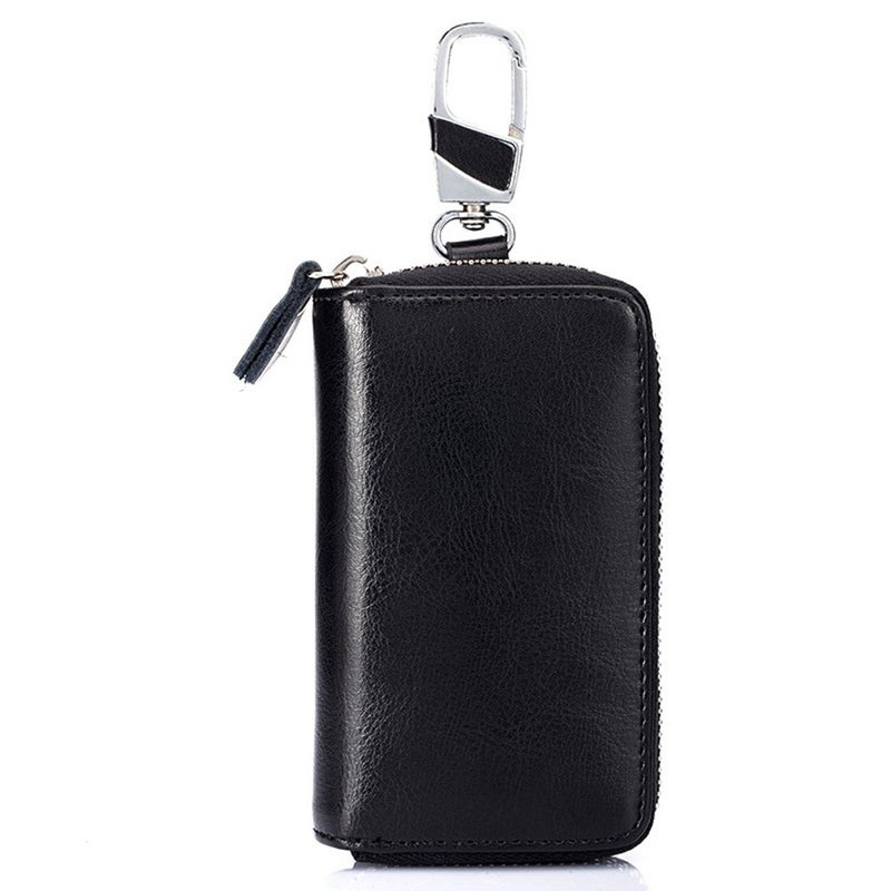 Zitokin Large Leather Key Case Wallet with 12 Hooks & 1 Keychain/Ring for Men or Women (Black) - Image 2