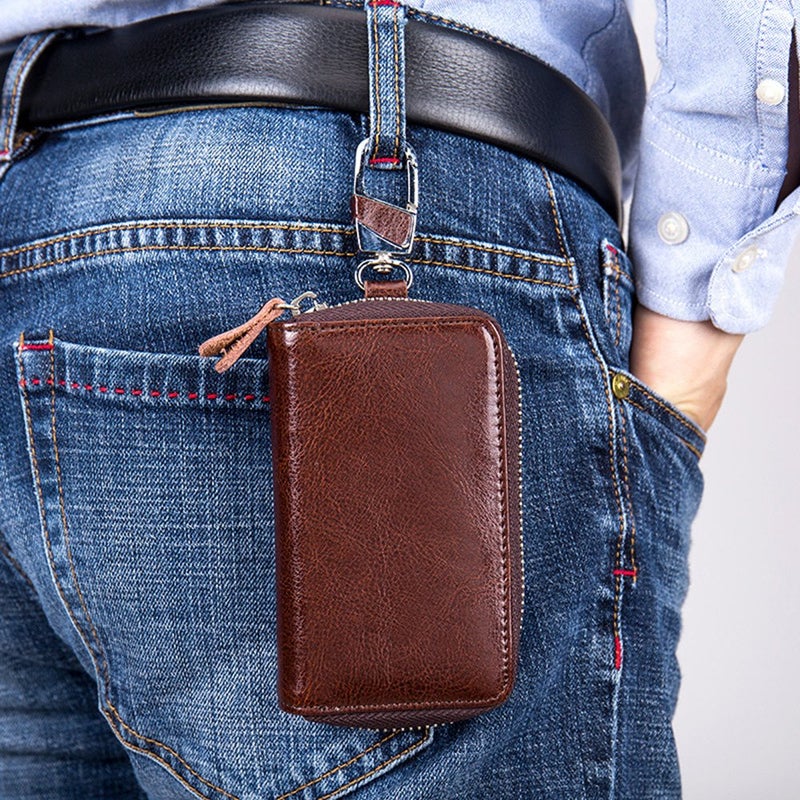Zitokin Large Leather Key Case Wallet with 12 Hooks & 1 Keychain/Ring for Men or Women (Black) - Image 5