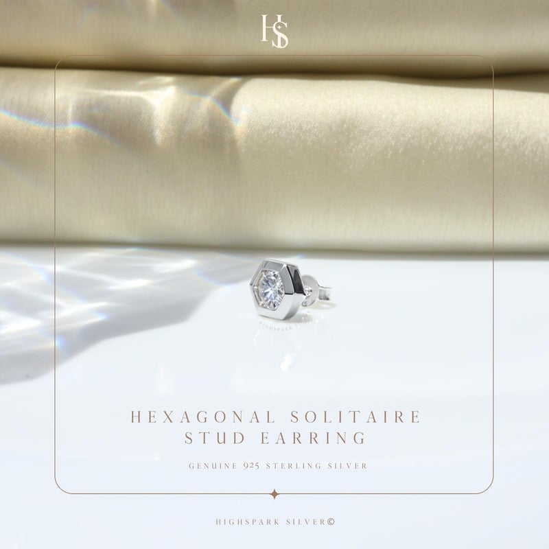 HighSpark 925 Silver Men's Solitaire Stud Earrings | 92.5 Sterling Silver and Diamond like Brilliance Zirconia | Single Stud for Men | Lovely Gift - Image 3