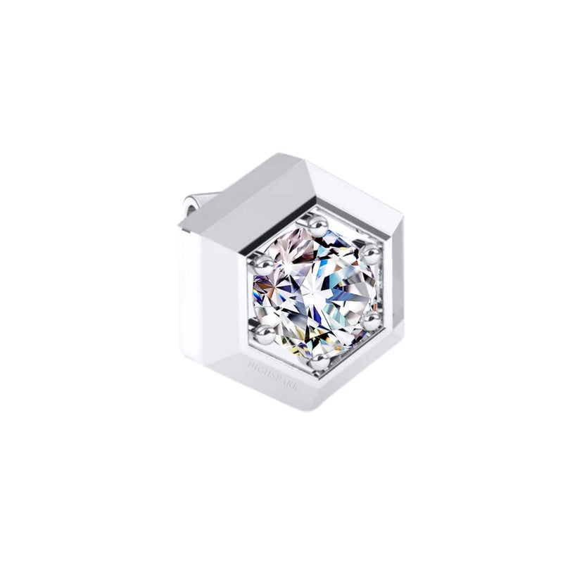 HighSpark 925 Silver Men's Solitaire Stud Earrings | 92.5 Sterling Silver and Diamond like Brilliance Zirconia | Single Stud for Men | Lovely Gift - Image 1
