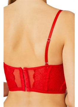 COTTONHILL Red Adjustable Elastic Underwire Transparent Lace Bralette  - Image 2