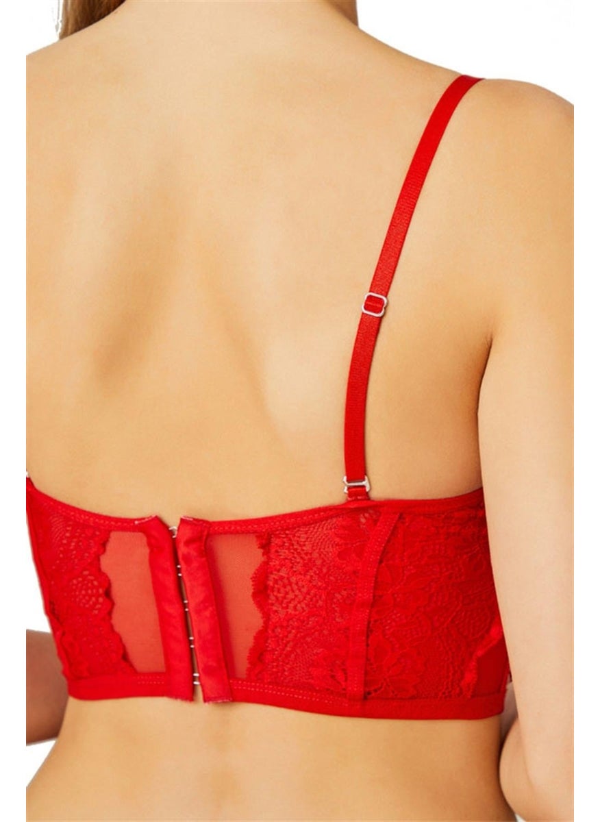 COTTONHILL Red Adjustable Elastic Underwire Transparent Lace Bralette  - Image 2