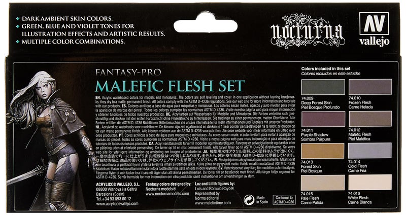 Vallejo - Pro Nocturna Malefic Flesh Acrylic Paint Set | Ideal Flesh Tones for Fantasy and Historical Figures | High Pigmentation Colors | Model Painting Essentials | 8 Bottles x 17 ml (0.57 fl.oz.) - Image 4