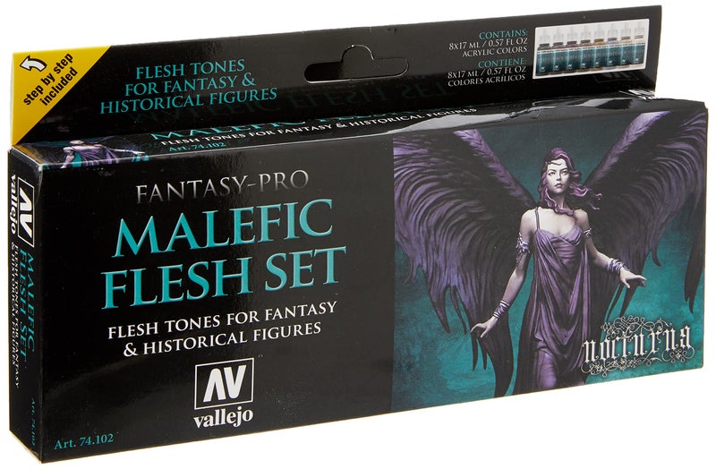 Vallejo - Pro Nocturna Malefic Flesh Acrylic Paint Set | Ideal Flesh Tones for Fantasy and Historical Figures | High Pigmentation Colors | Model Painting Essentials | 8 Bottles x 17 ml (0.57 fl.oz.) - Image 1