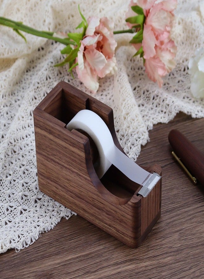 Buqoo موزع شريط لاصق من خشب الجوز من بوكو مع حامل أقلام مدمج - منظم مكتب متكامل للمكتب/المدرسة المنزلية - Image 4