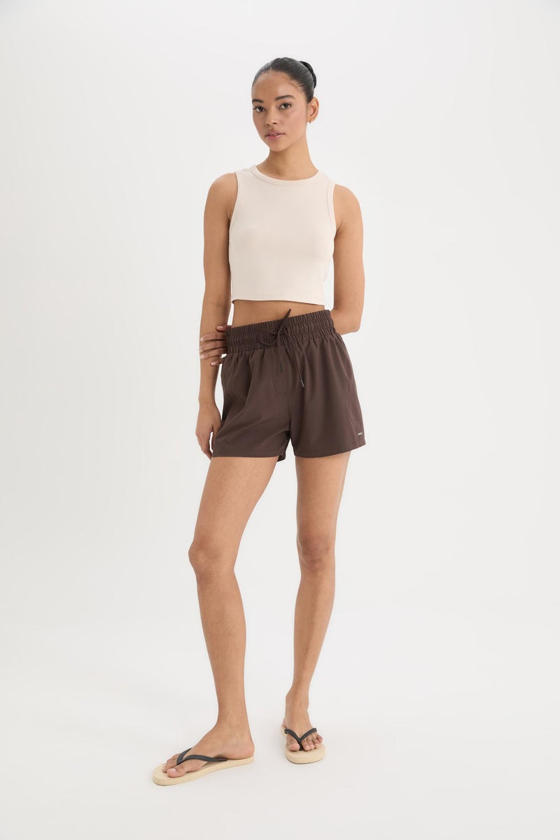 DeFacto Brown Woman DeFactoFit Standard Fit Flexible Textured Swim Shorts Casual - Image 2