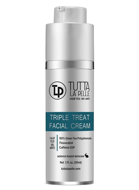 tutta la pelle Anti Aging face Cream TRIPLE Antioxidant Treatment Serum For Face Resveratrol  Green Tea  Caffeine  Visibly Reduce Skin Redness  Calm Irritation For Sensitive Rosacea Skin 1oz 