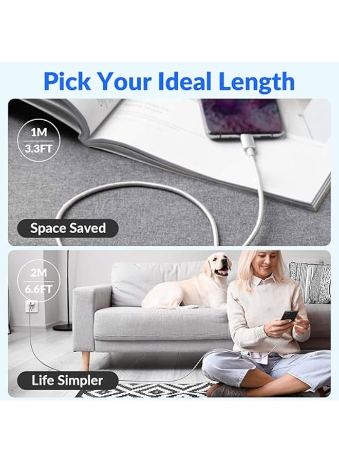 HR 60W Braided USB-C to USB-C Cable, 1m Faster Charging Power Delivery Cable, Compatible with iPhone 16/15/17 Pro/Plus/Pro Max/iPad Mini/MacBook Pro/Air - White - Image 4