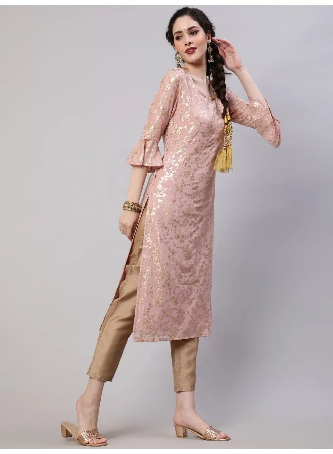 AKS AKS Floral Printed Bell Sleeves Regular Kurta With Trousers