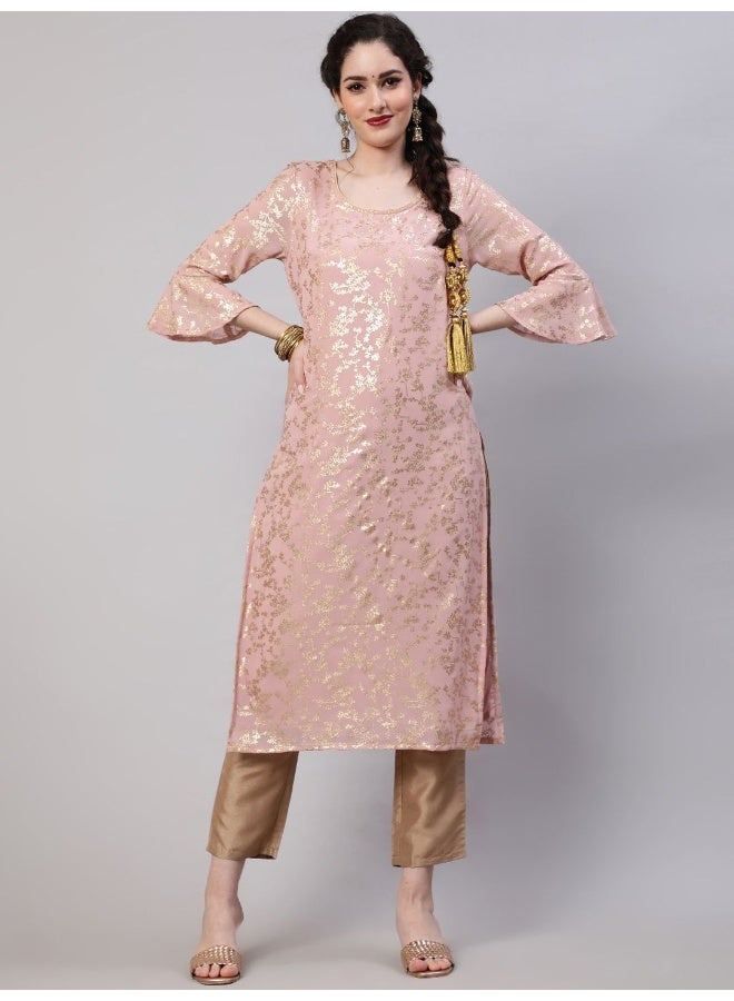 AKS Floral Printed Bell Sleeves Regular Kurta With Trousers - Image 1