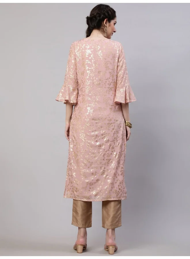 AKS AKS Floral Printed Bell Sleeves Regular Kurta With Trousers