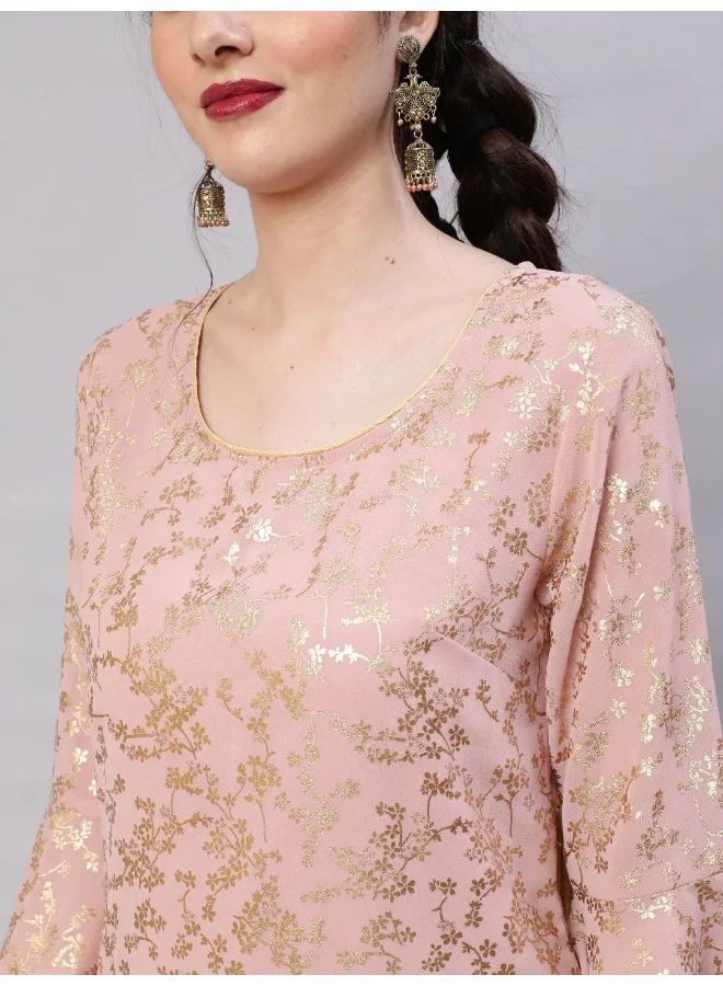 AKS AKS Floral Printed Bell Sleeves Regular Kurta With Trousers