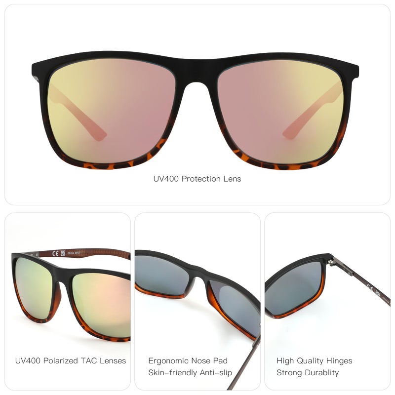 ZENOTTIC Square Polarized Sunglasses for Men - Ultralight Carbon Fiber Sun Glasses Driving Fishing Cycling Golf Sports UV400 Protection - Image 4