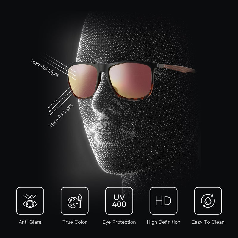 ZENOTTIC Square Polarized Sunglasses for Men - Ultralight Carbon Fiber Sun Glasses Driving Fishing Cycling Golf Sports UV400 Protection - Image 3