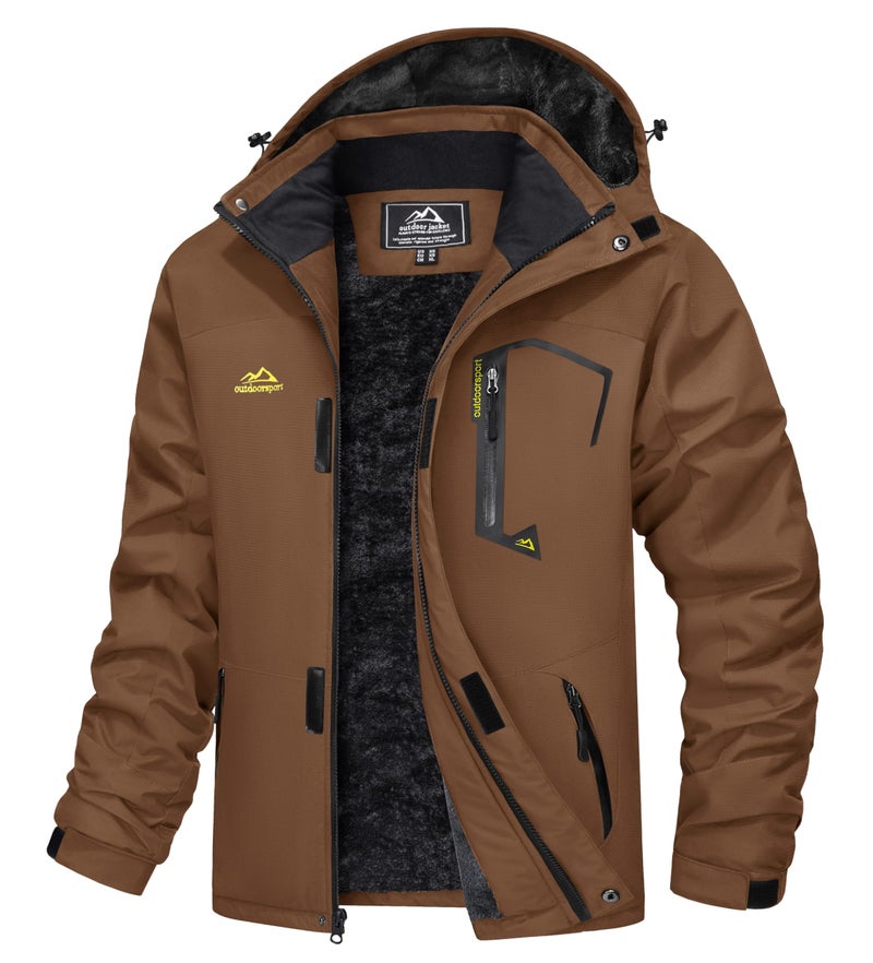 MAGCOMSEN Mens Snow Jacket Winter Coats Warm Waterproof Snowboard Ski Jackets Raincoats Windbreaker Parka Jacket Hiking Coffee M - Image 1