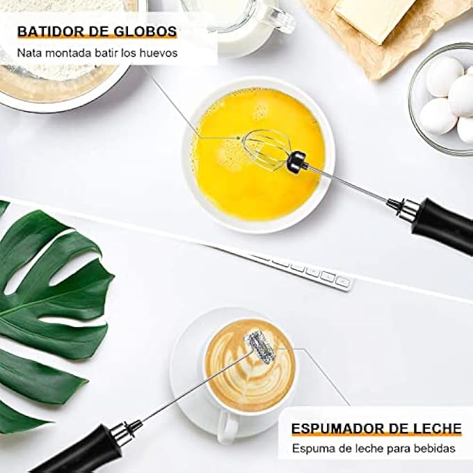 ريحني خلاط حليب صغير قابل لإعادة الشحن عبر USB، خفاقة رغوة للقهوة، 3 سرعات قابلة للتعديل مع 3 خفاقات من الفولاذ المقاوم للصدأ لتحضير لاتيه وكابتشينو وقهوة وشوكولاتة ساخنة M - Image 2