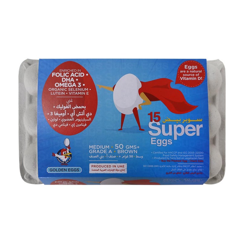 Super Enriched Eggs, Brown - 15 eggs, UAE
