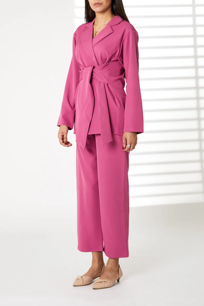 Moistreet Tie Detailed Blazer And Pants Set