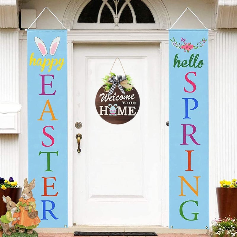HOMCDALY Interchangeable Welcome Sign for Front Door with 4 Seasonal Wreaths and 14 Changeable Icons, Farmhouse Front Door Signs, Door Decoration Porch Decor, Seasonal Wooden Home Sign home dÃ©cor (6wood) - Image 5