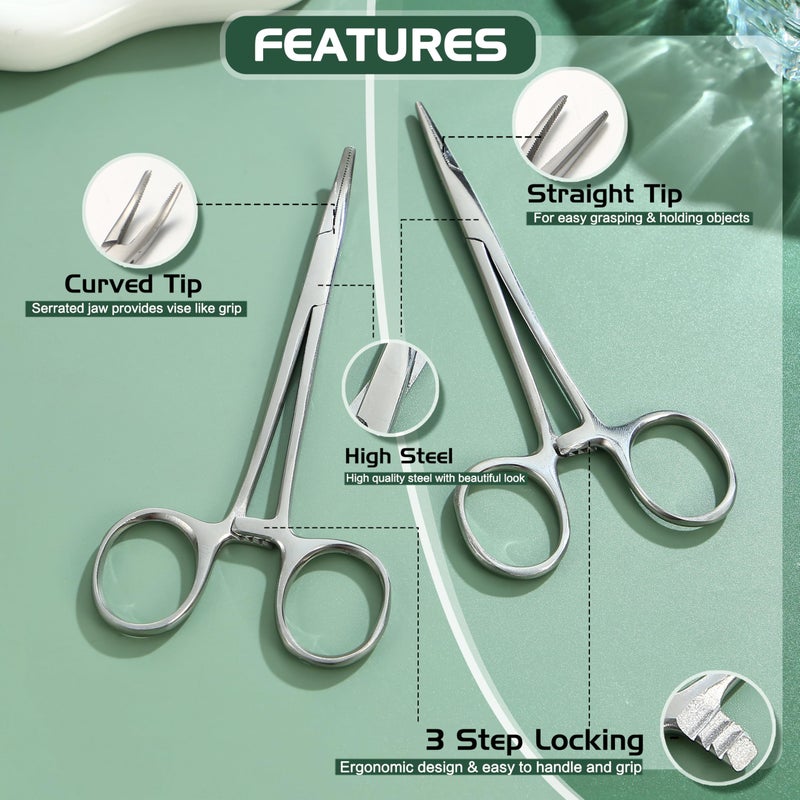 GEMQUEEN Piercing Taper Pliers Ball Grabber Tool for Changing Jewelry - Curved and Straight Forceps Stainless Steel Flat Back Earrings Insertion Tool Threadless Body Piercing Kit for Ear Nose Lip 8pcs - Image 3
