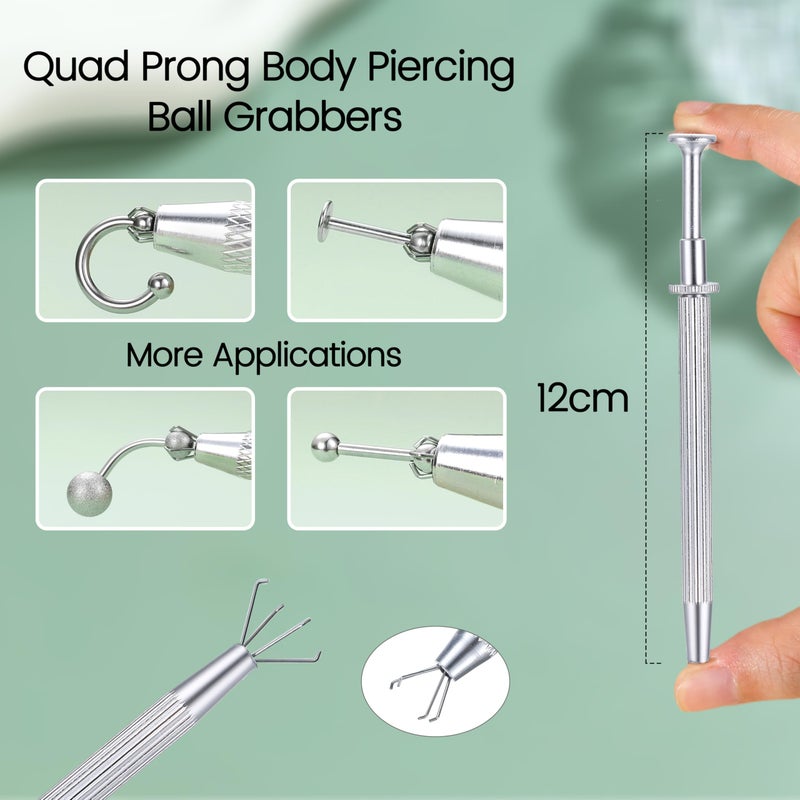 GEMQUEEN Piercing Taper Pliers Ball Grabber Tool for Changing Jewelry - Curved and Straight Forceps Stainless Steel Flat Back Earrings Insertion Tool Threadless Body Piercing Kit for Ear Nose Lip 8pcs - Image 4