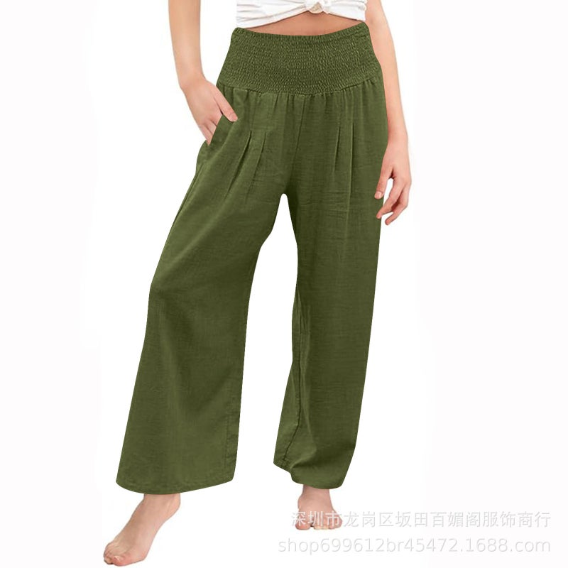 2025 Children'S Summer Casual Wide-Leg Cotton And Linen Explosions Loose Pants For Women - Image 3