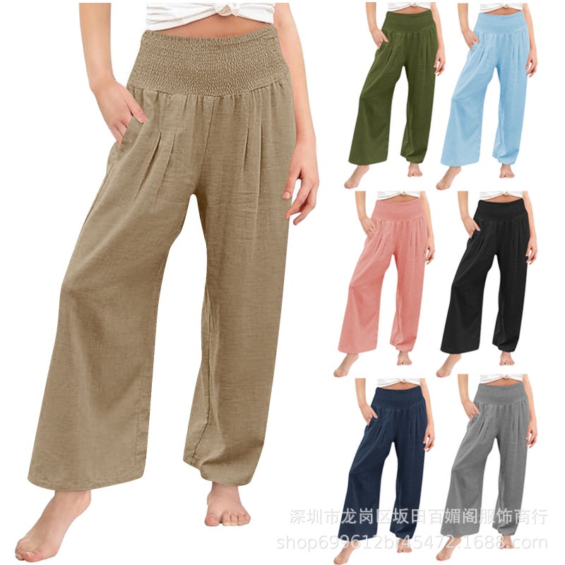 2025 Children'S Summer Casual Wide-Leg Cotton And Linen Explosions Loose Pants For Women - Image 2