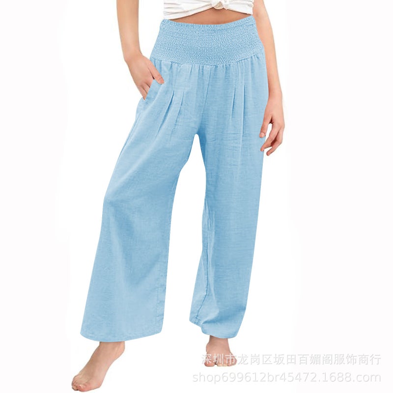2025 Children'S Summer Casual Wide-Leg Cotton And Linen Explosions Loose Pants For Women - Image 5