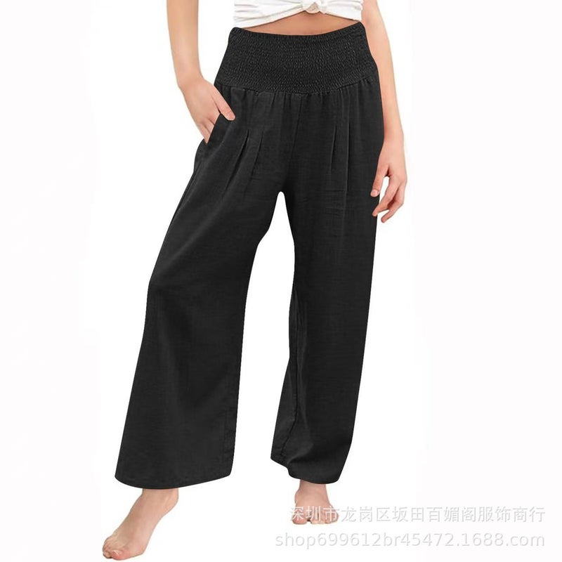 2025 Children'S Summer Casual Wide-Leg Cotton And Linen Explosions Loose Pants For Women - Image 1