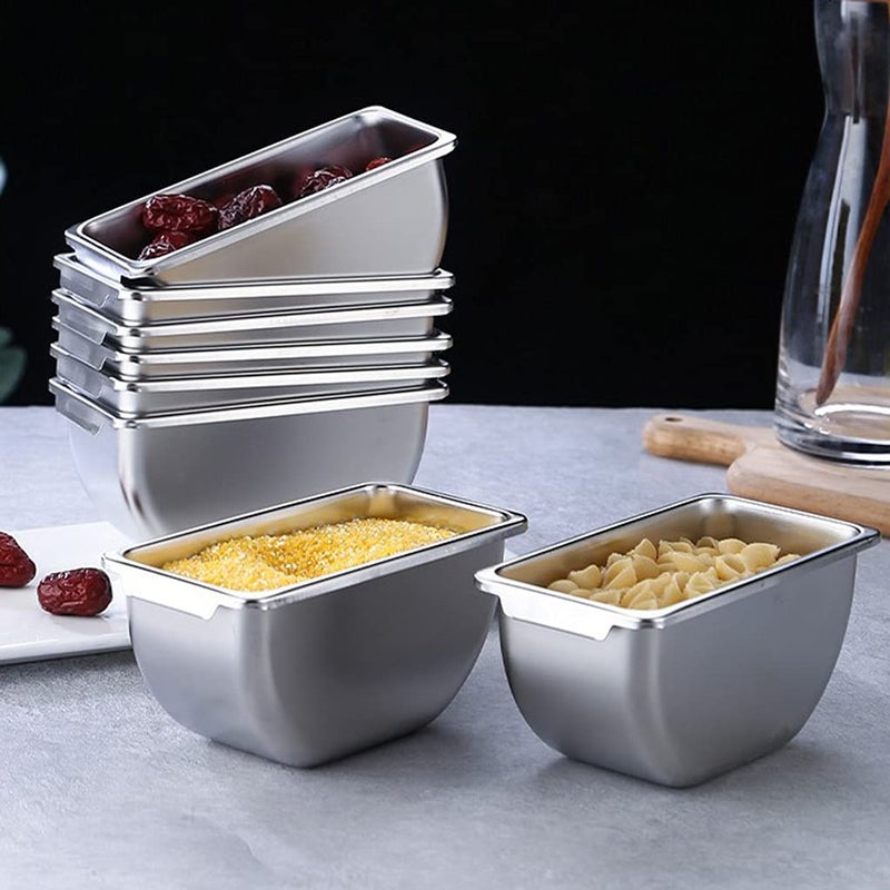 Four Grid Stainless Steel Seasoning Containers Set With Cover Kitchen Storage Rack - Image 4