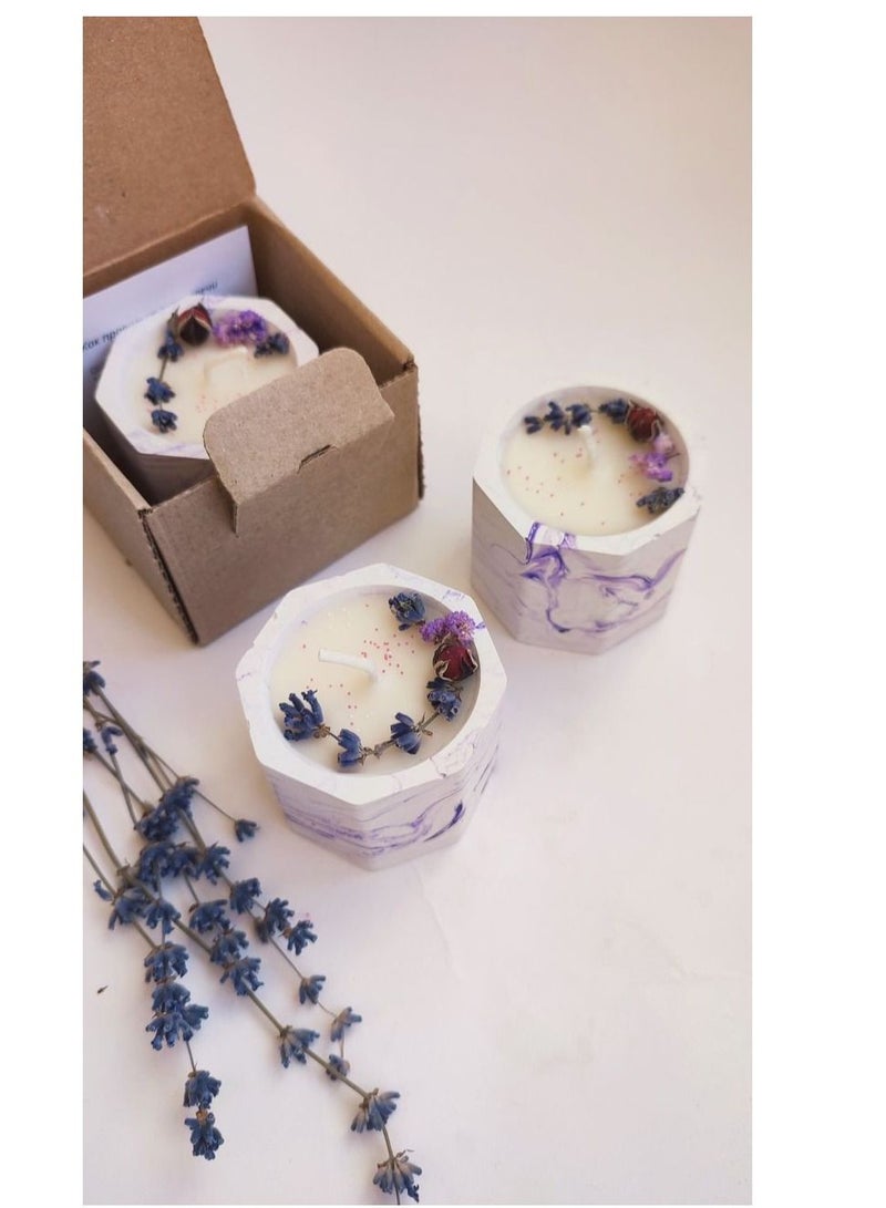 شمعة معطرة باللافندر / ديكورى من الكونكريت 