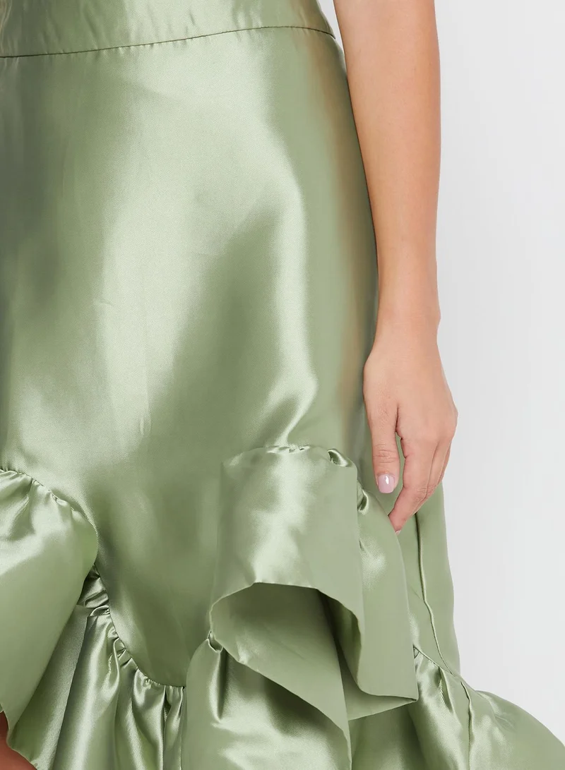 the no name style Ruffle Detail Mini Skirt