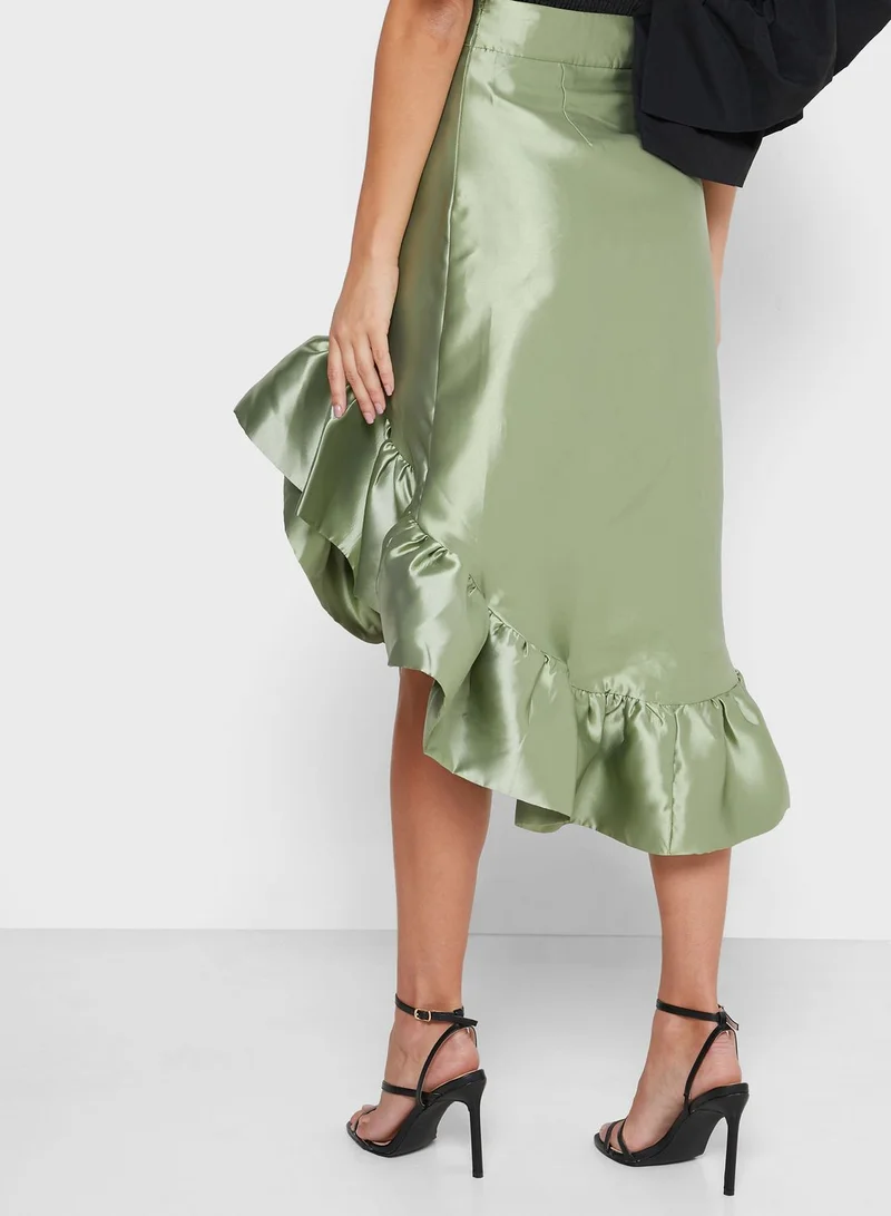 the no name style Ruffle Detail Mini Skirt