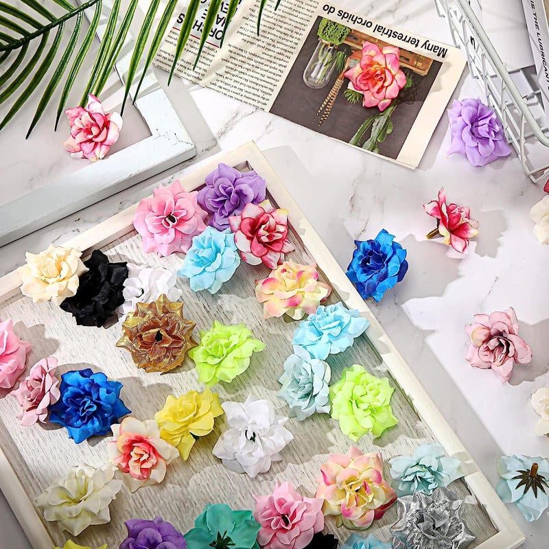 MAKINGTEC Fake Silk Rose Head Bulk, Artificial Roses Head Mini Assorted Roses Artificial Flowers Colorful Mini Flowers for Crafts Wedding Flower Wall DIY Bouquet Home Decoration (100 Pcs, Random Colors) - Image 5