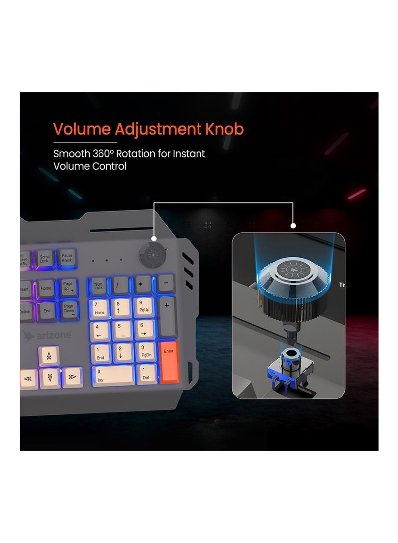 أريزون لوحة مفاتيح الألعاب أريزون K91 ميتا كوفر - هيكل معدني، إضاءة RGB، تدعم اللغتين الإنجليزية والعربية - Image 4