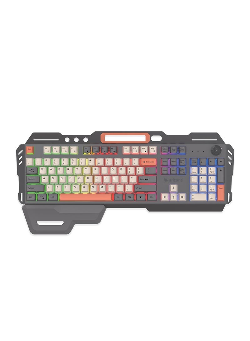 أريزون لوحة مفاتيح الألعاب أريزون K91 ميتا كوفر - هيكل معدني، إضاءة RGB، تدعم اللغتين الإنجليزية والعربية - Image 1